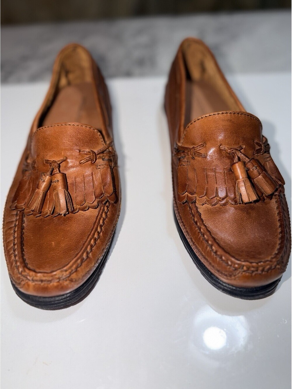 Giorgio Brutini Brown Leather Kiltie Tassel Loafers Men’s 10.5 D Moc Toe